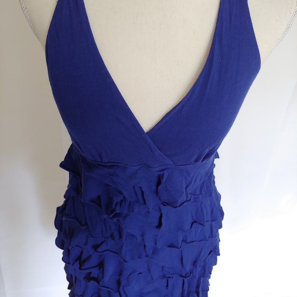 Express Blue Ruffled Halter Dress - Picture 2 of 8